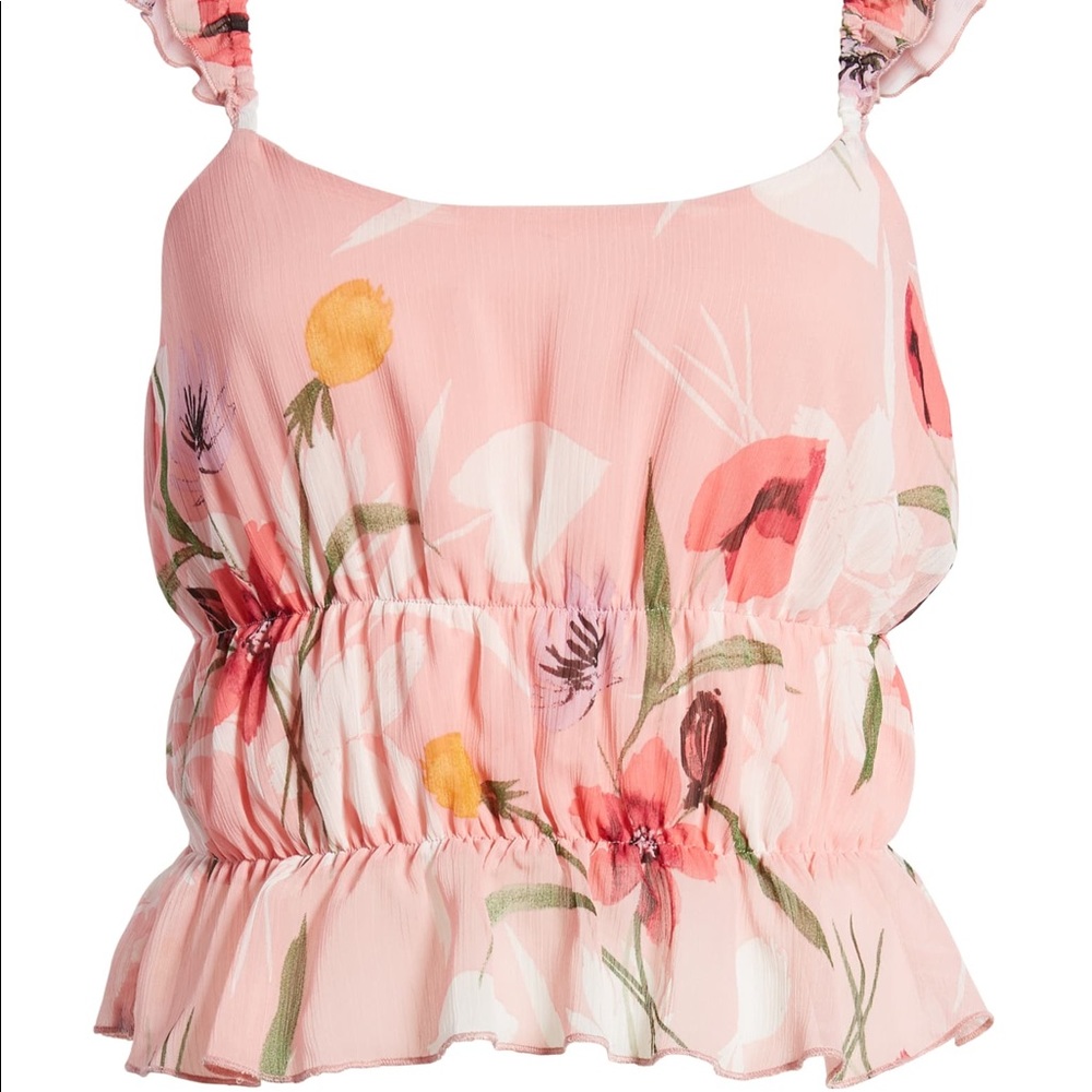 Floral Ruffle Crop Tank Top